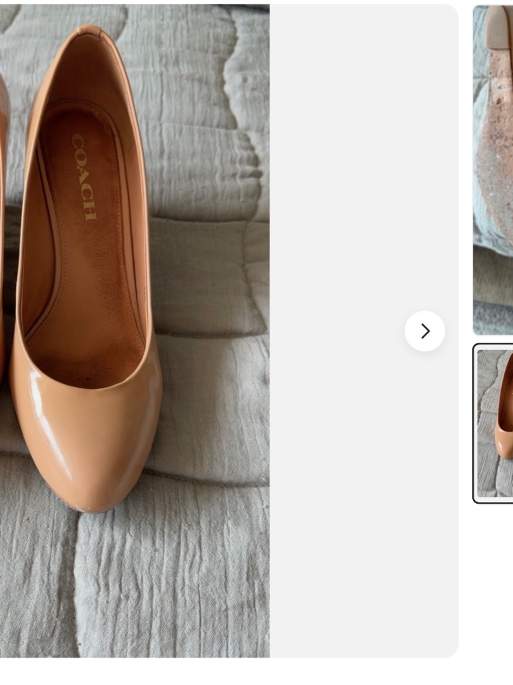 Coach A01439 Nude Beige Patent Leather Pumps Heels Size 7M